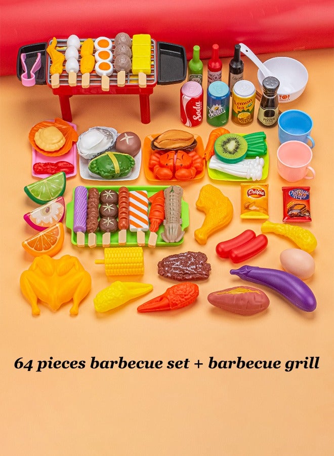64 قطعة للأطفال لعبة شواء شواء ، مجموعة لعب الطبخ للشواء ، لعبة لعب الطعام والأطباق ، التخييم ، الطبخ ، اللعب التفاعلي التظاهر ، مجموعة ملحقات الشواء التظاهرية للأطفال الصغار ، الفتيات والفتيان الذين تتراوح أعمارهم بين 3 و 12 عاما - Image 2