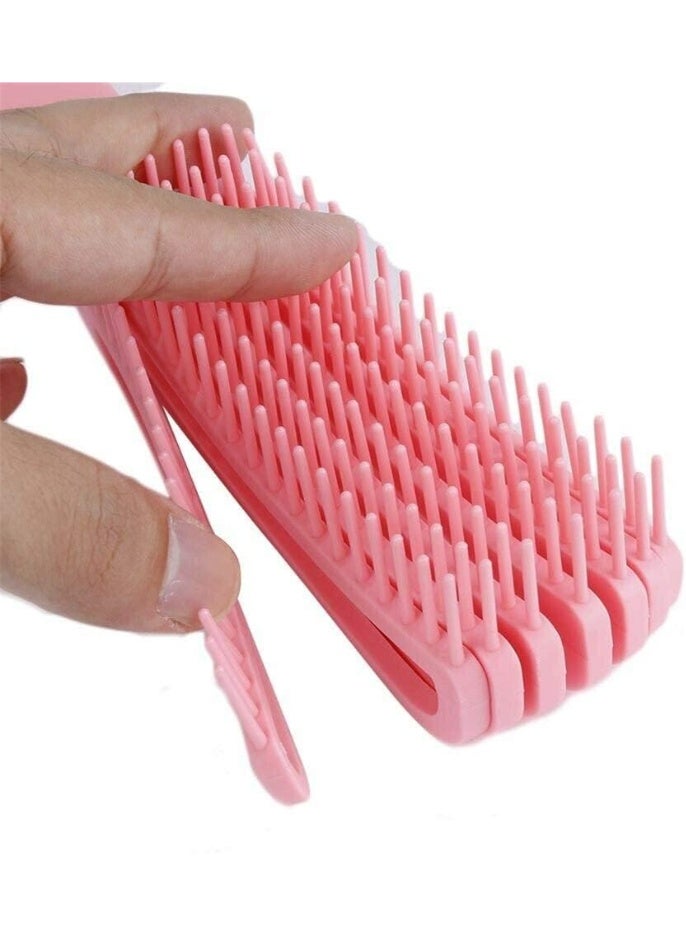 LA PERLA TECH  2 Pieces Detangling Brush for Afro America/African Hair Textured Wavy/Curly/Coily/Wet/Dry/Oil/Thick/Long Hair, Knots Detangler Easy to Clean (Black, Pink) - Image 5
