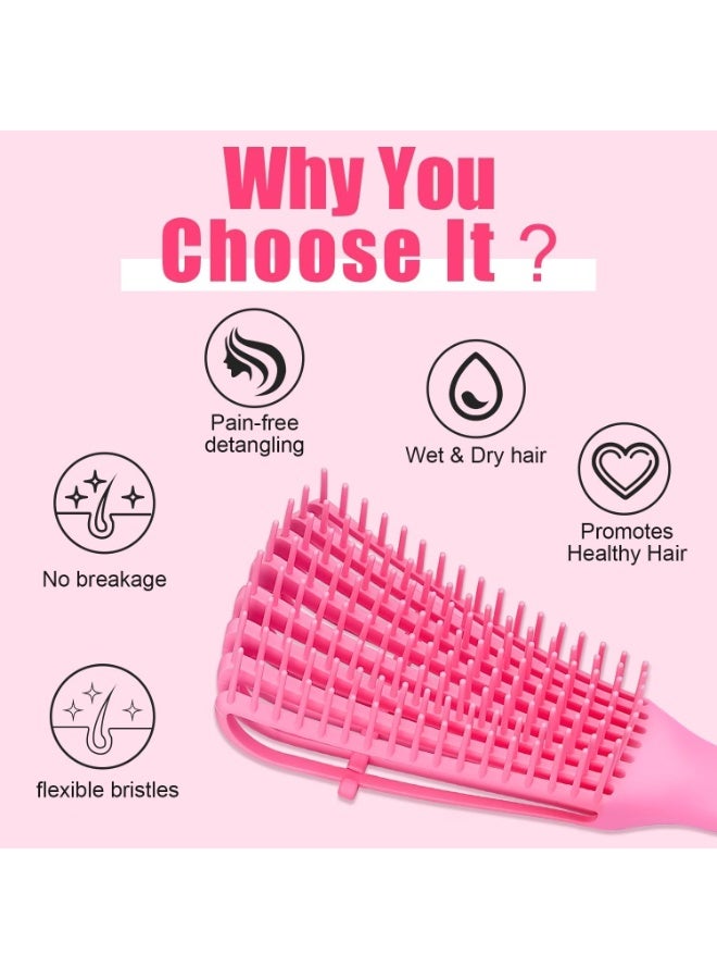 LA PERLA TECH  2 Pieces Detangling Brush for Afro America/African Hair Textured Wavy/Curly/Coily/Wet/Dry/Oil/Thick/Long Hair, Knots Detangler Easy to Clean (Black, Pink) - Image 3
