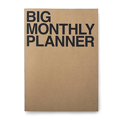 JSTORY Big Monthly Planner Stitch Bound Lays Flat Undated Year Round Flexible Cover Goal/Time Organizer Thick Paper Eco Friendly Customizable A3 16 Months 18 Sheets Brown - Image 1