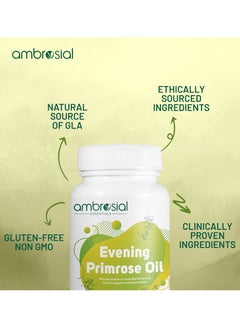 ambrosial EPO Evening Primrose Oil Richest Source of Essential Fatty Acid GLA to Support Women's Health- 60 Softgels Food Supplement  - Image 4