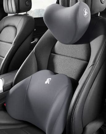 EMNDR Headrest Back Cushion Car Seat Neck and Back Memory Foam Waist Cushion Car Neck Pillow a Pair of Car Pillows Neck Pillow Car (Black, pack of 1) - Image 1