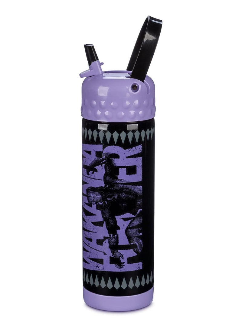 MARVEL Black Panther - Stainless Steel Water Bottle With Built-In Straw