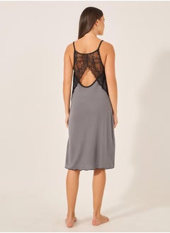Styli Contrast Lace Trim Racerback Slip Dress  - Image 4