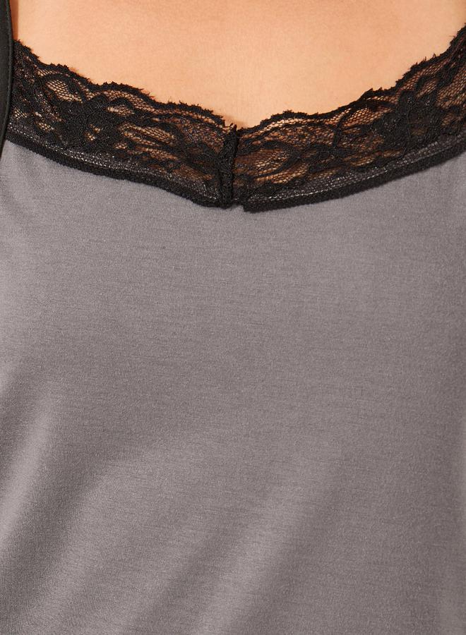 Styli Contrast Lace Trim Racerback Slip Dress  - Image 3
