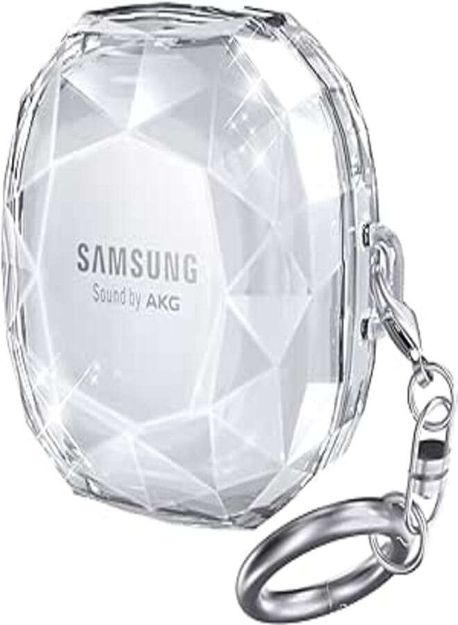 Ahastyle AHASTYLE Compatible with Samsung Galaxy Buds FE Case (2023)/Galaxy Buds 2 Case/Galaxy Buds Pro Case/Galaxy Buds Live Case Hard PC Shockproof Case Crystal Shape Protective Cover with Keychain (Clear) 