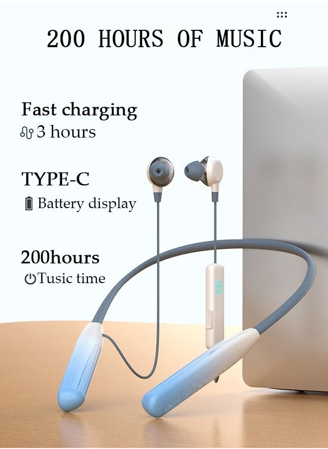 DUNISO - Wireless Bluetooth Headphones 5.3 Headphones Large Capacity Ultra Long Life Intelligent Digital Display Stereo Neck Headphones With Mic For Gym Running Office - Image 1