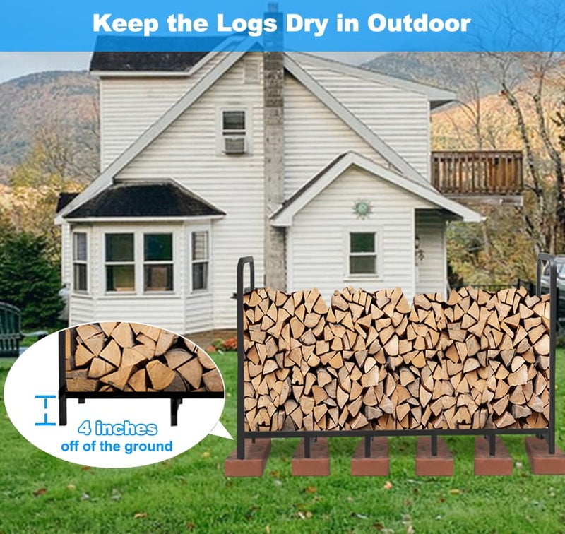 Tikimilor 6.7ft Firewood Rack Holder, Adjustable Heavy Duty Fire Log Stacker Stand for Fireplace, Outdoor Indoor Metal Wood Pile Storage Organizer, Patio Logs Stand tool, Black - Image 4