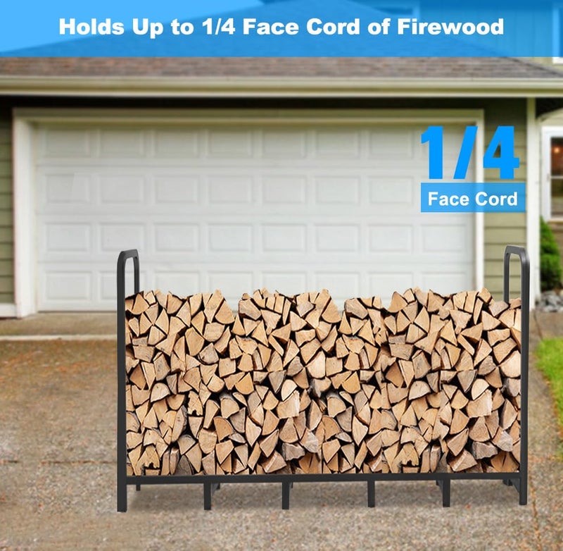 Tikimilor 6.7ft Firewood Rack Holder, Adjustable Heavy Duty Fire Log Stacker Stand for Fireplace, Outdoor Indoor Metal Wood Pile Storage Organizer, Patio Logs Stand tool, Black - Image 3