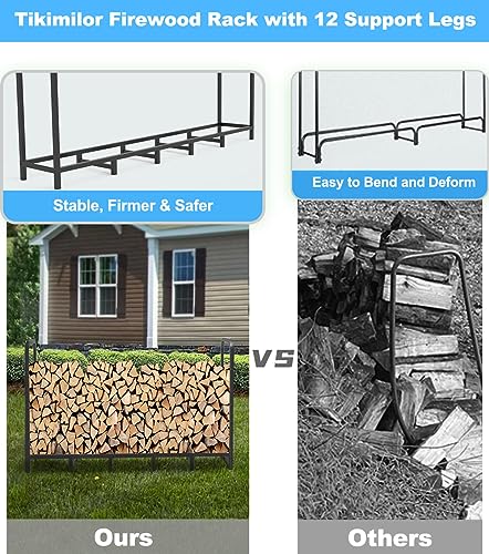 Tikimilor 6.7ft Firewood Rack Holder, Adjustable Heavy Duty Fire Log Stacker Stand for Fireplace, Outdoor Indoor Metal Wood Pile Storage Organizer, Patio Logs Stand tool, Black - Image 5