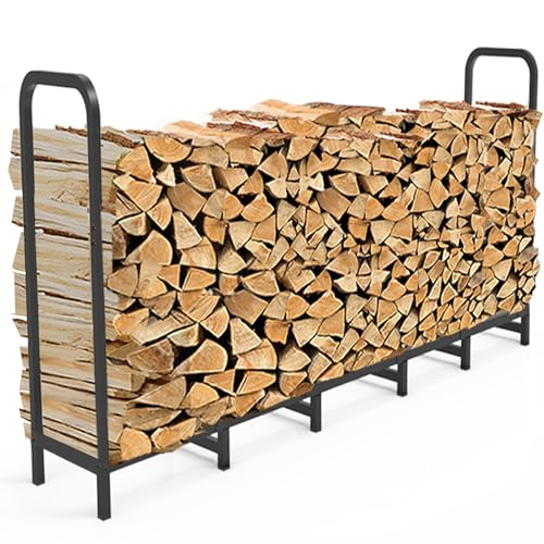 Tikimilor 6.7ft Firewood Rack Holder, Adjustable Heavy Duty Fire Log Stacker Stand for Fireplace, Outdoor Indoor Metal Wood Pile Storage Organizer, Patio Logs Stand tool, Black - Image 1