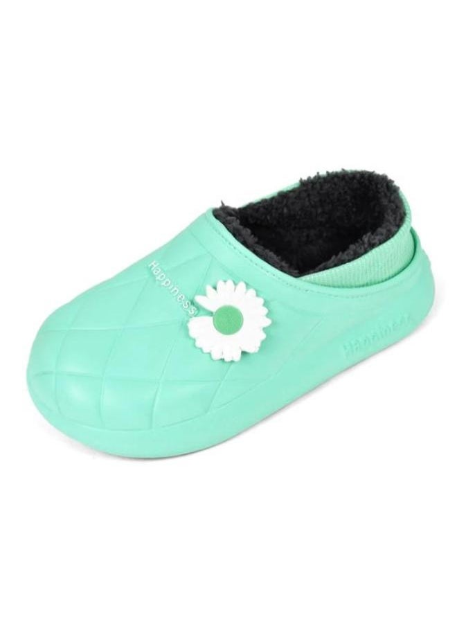 Generic Colorful and fur winter slippers for children and adultsfor girls and women, a special design for children, a toe pattern,a cushioned sole for children’s clogs, random decoration ,Mint green  - Image 5