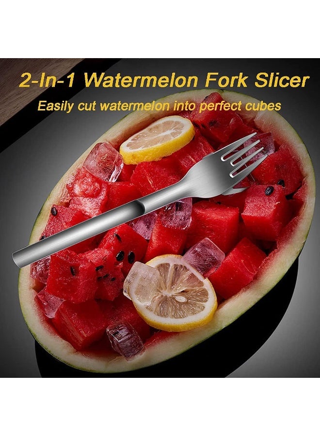 يقبست Watermelon Slicer Cutter, 2-in-1 Fork Slicer, Cutting Artifact, Stainless Steel Fruit Forks Knife for Family Parties Camping Cool Kitchen Gadgets - Image 5