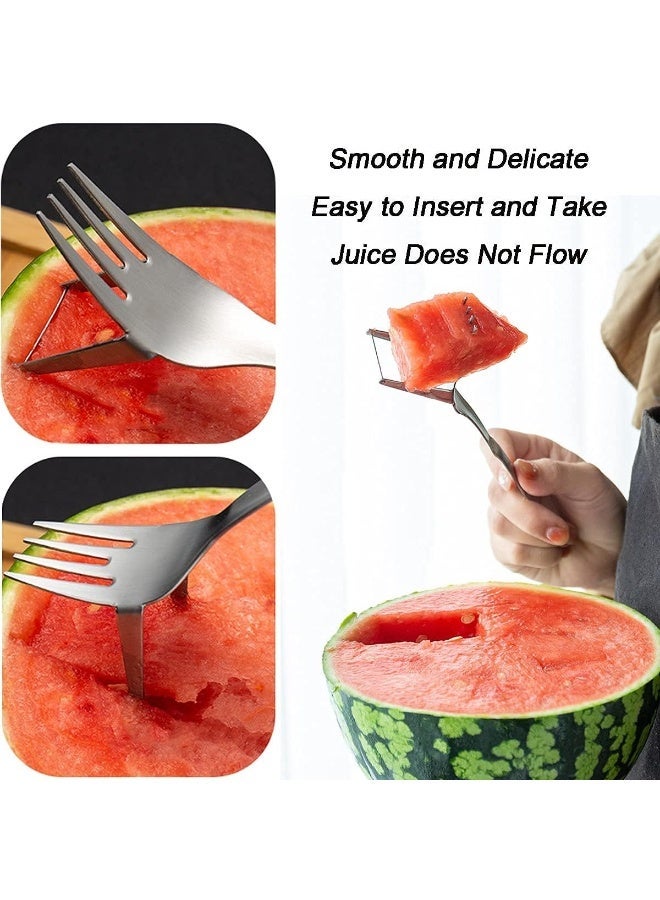 يقبست Watermelon Slicer Cutter, 2-in-1 Fork Slicer, Cutting Artifact, Stainless Steel Fruit Forks Knife for Family Parties Camping Cool Kitchen Gadgets - Image 3