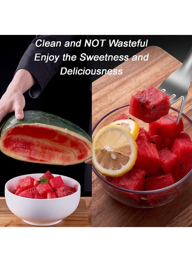 يقبست Watermelon Slicer Cutter, 2-in-1 Fork Slicer, Cutting Artifact, Stainless Steel Fruit Forks Knife for Family Parties Camping Cool Kitchen Gadgets - Image 4
