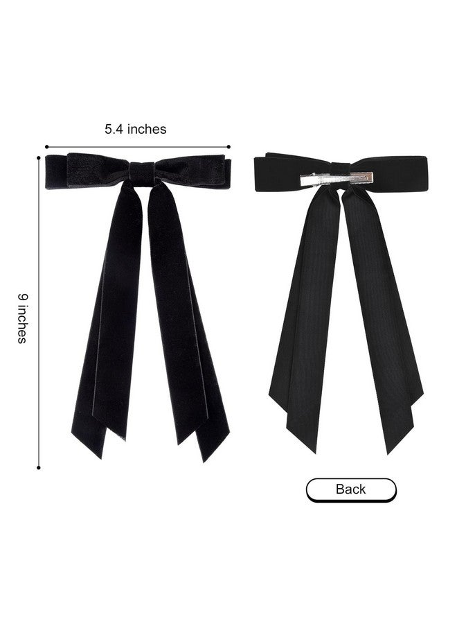 Aileam 2PCS Velvet Hair Bows Ribbon Hair Clip Black Accessories Ponytail Holder Accessories Slides Metal Clips Hair Bow for Women Girls Toddlers Teens Kids - Image 4