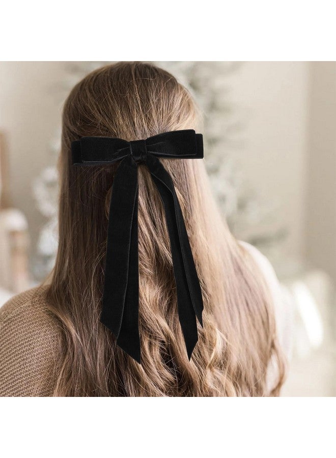 Aileam 2PCS Velvet Hair Bows Ribbon Hair Clip Black Accessories Ponytail Holder Accessories Slides Metal Clips Hair Bow for Women Girls Toddlers Teens Kids - Image 2