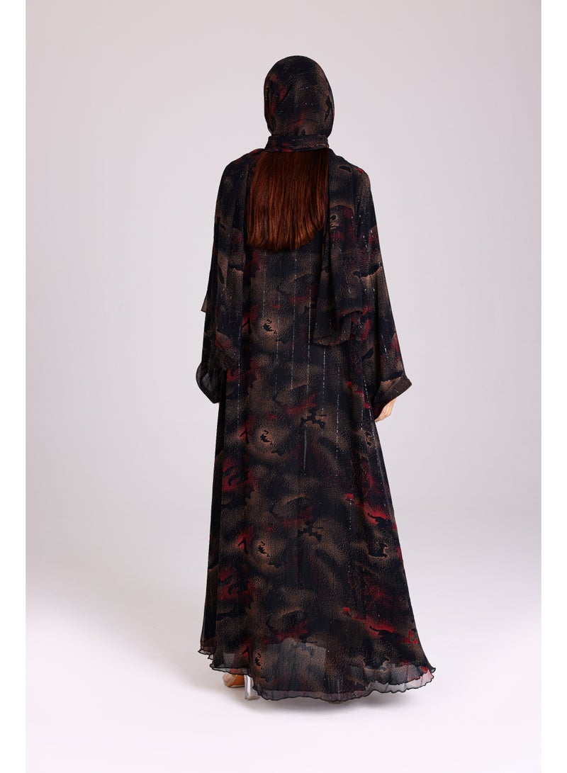 اكسا عباية نقوش ظلال انيقة بني - Image 4