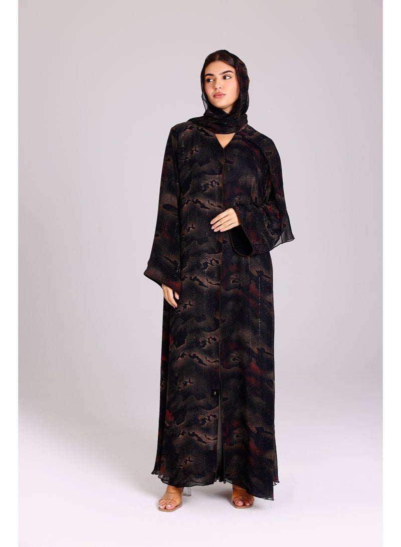 اكسا عباية نقوش ظلال انيقة بني - Image 1