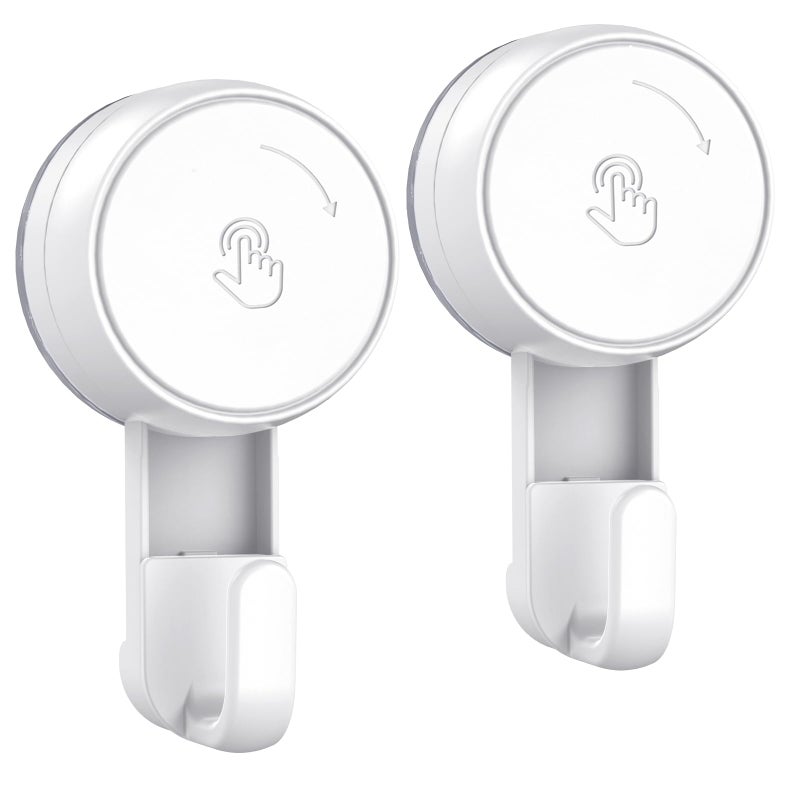 LUXEAR Heavy Duty Waterproof Shower Hooks 2 Pack - Suction Hook, No Drill Damage-Free Removable Reusable Wall Hooks for Bathroom Kitchen Towel Bathrobe Loofah Shower Hooks (Max Load 11LB/5KG)â€‹ - Image 1