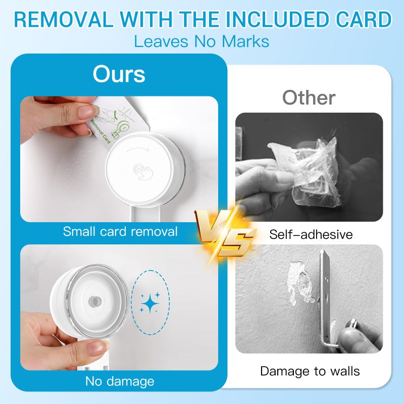 LUXEAR Heavy Duty Waterproof Shower Hooks 2 Pack - Suction Hook, No Drill Damage-Free Removable Reusable Wall Hooks for Bathroom Kitchen Towel Bathrobe Loofah Shower Hooks (Max Load 11LB/5KG)â€‹ - Image 5