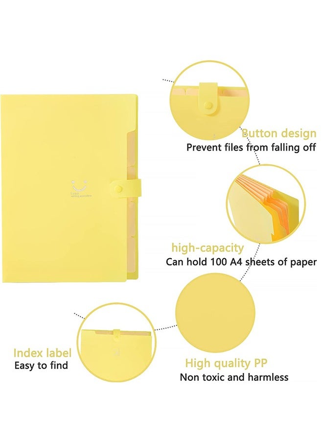 Generic - A4 Paper Expanding File Folder 5 Pockets Cute Folders Yellow - Image 1