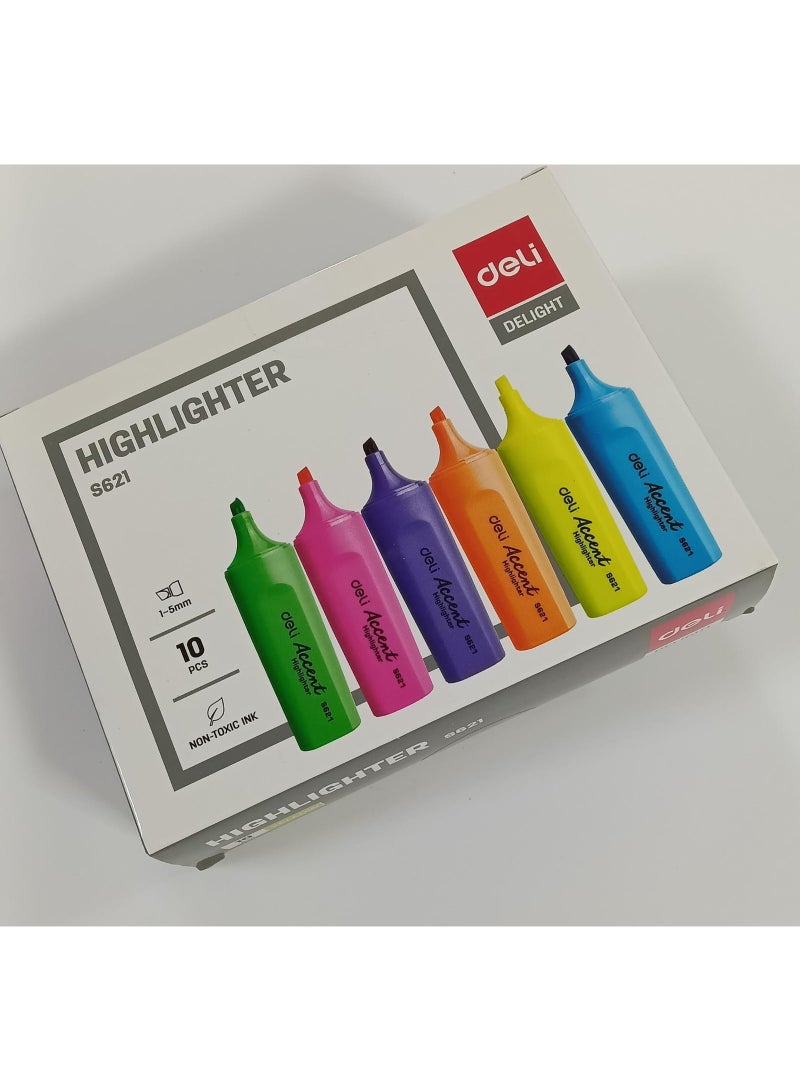 Deli S621, Highlighter1-5mm, Pack of 10 Pcs Yellow - Image 2