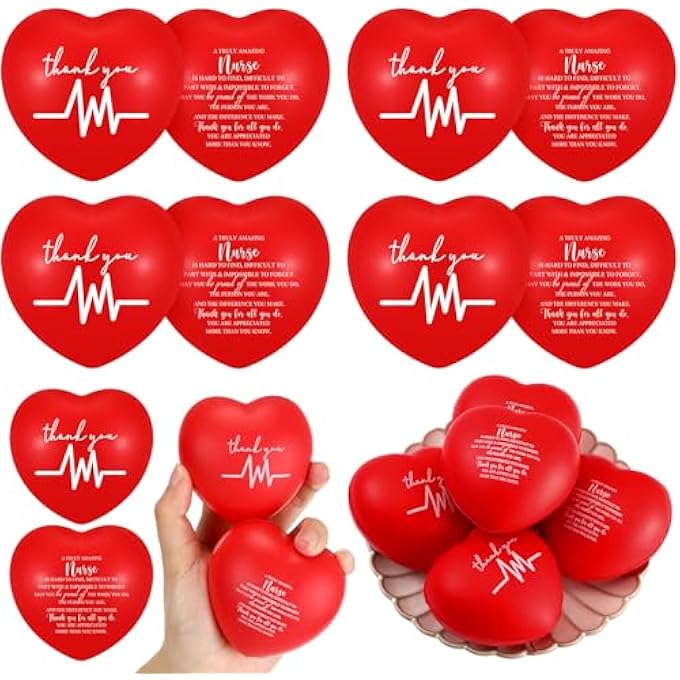 Arrowbash 15 Pcs Nurse Gifts Squeeze Balls Nursing Assistants Appreciation Gifts Stress Ball Relief Squeeze Ball Gift for Nurse Nursing Assistant Office Favor (Heart Style) - Image 1