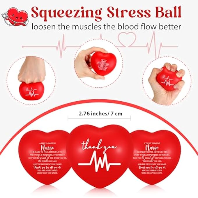 Arrowbash 15 Pcs Nurse Gifts Squeeze Balls Nursing Assistants Appreciation Gifts Stress Ball Relief Squeeze Ball Gift for Nurse Nursing Assistant Office Favor (Heart Style) - Image 2