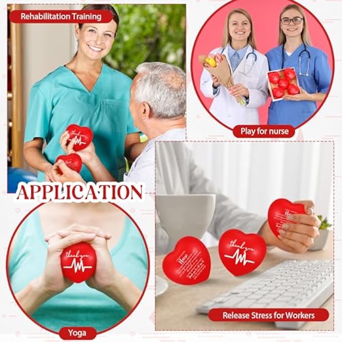 Arrowbash 15 Pcs Nurse Gifts Squeeze Balls Nursing Assistants Appreciation Gifts Stress Ball Relief Squeeze Ball Gift for Nurse Nursing Assistant Office Favor (Heart Style) - Image 4