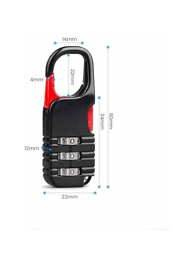 PROMASS PROMASS Mini Combination Padlock, Set of 3 Mini Locks for Children, Teenagers, School, Schoolbag, Diary (Black)  - Image 2