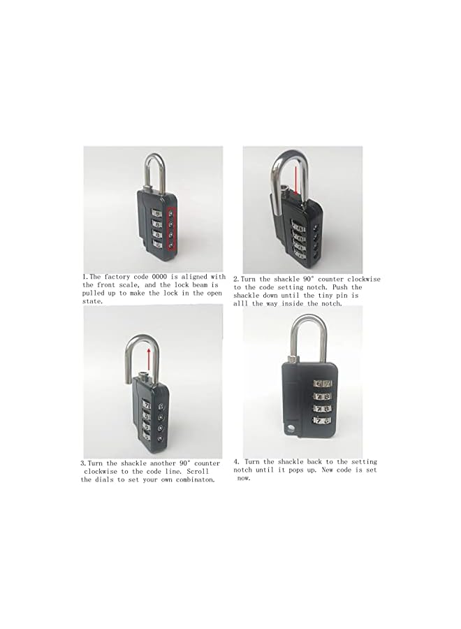 PROMASS PROMASS Luggage Locks, 5 Pcs Travel Suitcase Lock, 4 Digit Combination Padlocks for School Gym Lockers, Tool Boxes, Fences, Buckle Cabinets, Safe Resettable Combination Lock  - Image 3