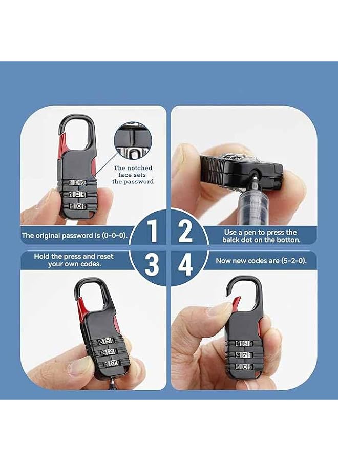 PROMASS PROMASS Mini Combination Padlock, Set of 3 Mini Locks for Children, Teenagers, School, Schoolbag, Diary (Black)  - Image 3