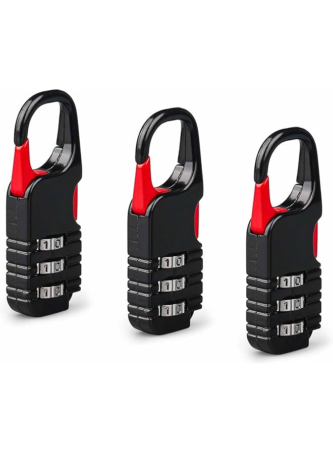 PROMASS PROMASS Mini Combination Padlock, Set of 3 Mini Locks for Children, Teenagers, School, Schoolbag, Diary (Black)  - Image 1