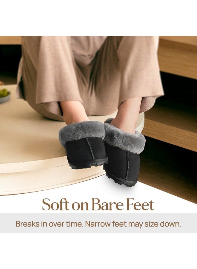 WaySoft Women's Genuine Australian Sheepskin Slippers, 18mm Wool Pile, Memory Foam, Durable Anti-Slip EVA Sole, Black, 7 - Image 5