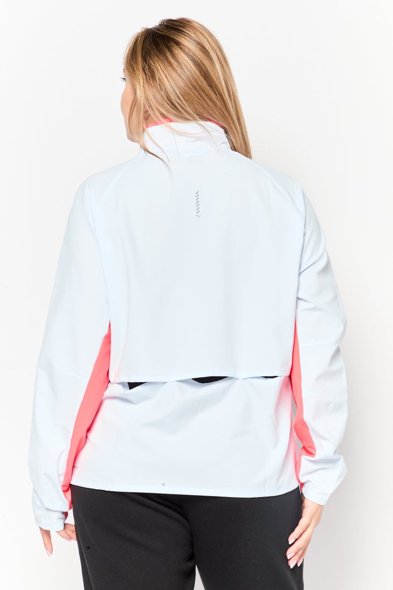 PUMA جاكيت رياضي نسائي بأكمام طويلة مناسب للجري، أزرق فاتح - Image 4