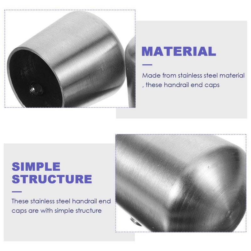 Stainless Steel Handrail End Caps 2 Pack Fits Tubes for Stair Railing Posts - Image 5