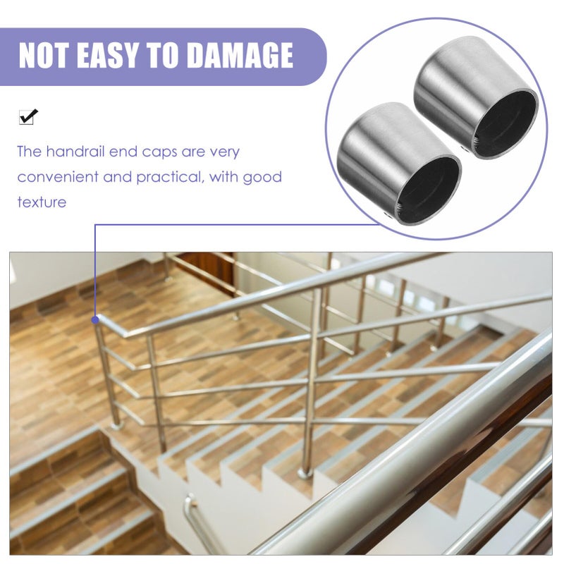 Stainless Steel Handrail End Caps 2 Pack Fits Tubes for Stair Railing Posts - Image 4