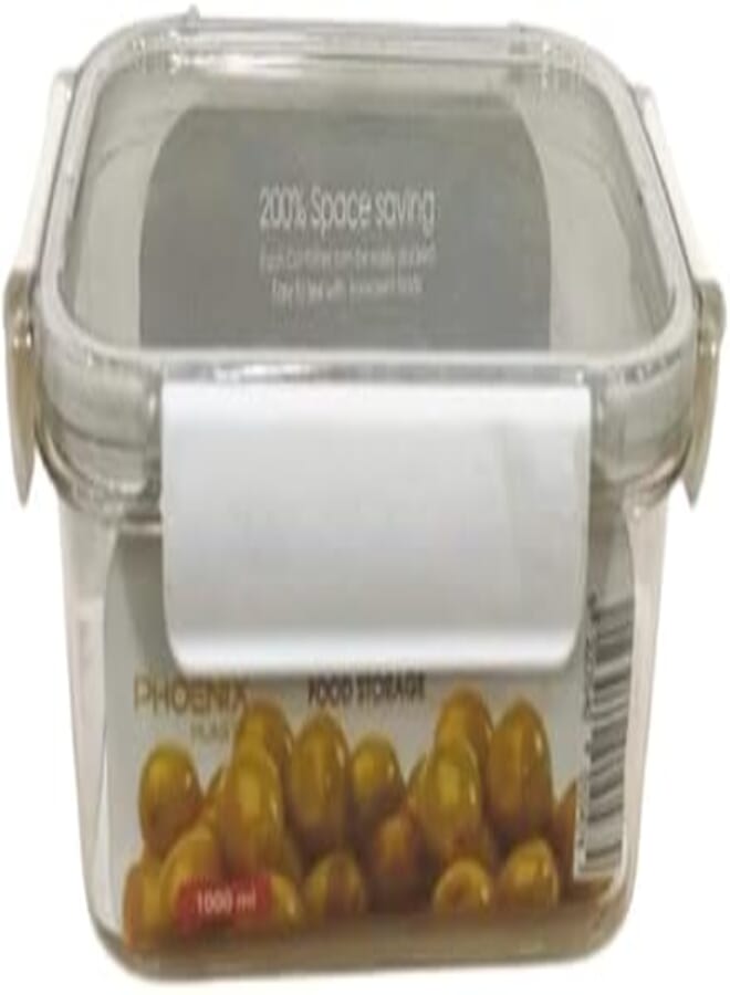 Acrylic Fridge Container With Airtight Lid With Silicone Sides, 1000 Ml, Bpa Free, Clear With White Frame Le-Marche_947 