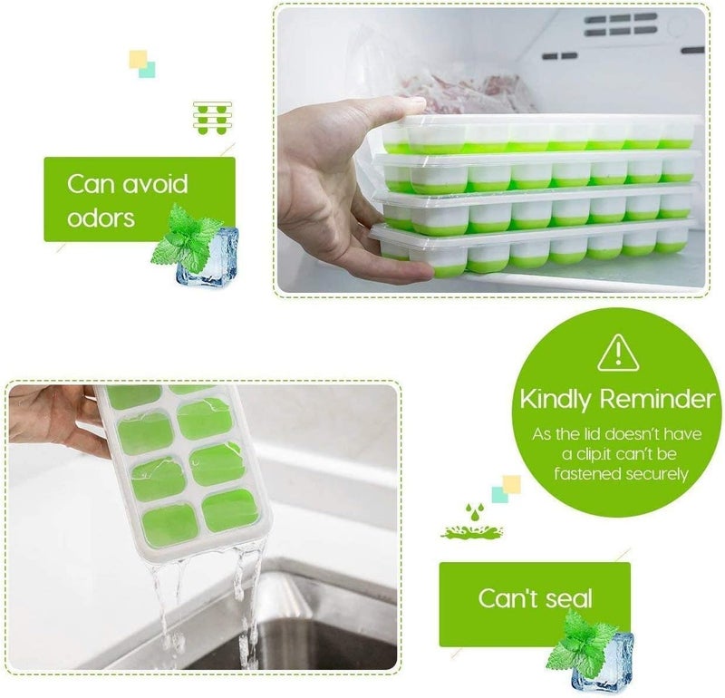 Amytor Ice Cube Trays, Silicone Easy-Release and Flexible 14-Ice Trays with Spill-Resistant Removable Lid, BPA Free, Durable and Dishwasher Safe, 2 Pack - Image 3