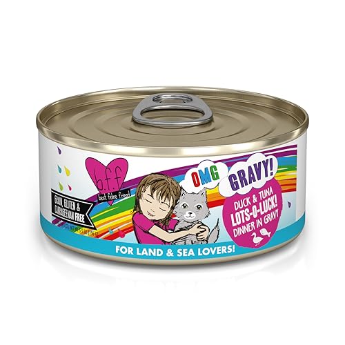 Weruva B.F.F. OMG - Best Feline Friend Oh My Gravy!, Lots-O-Luck! with Duck & Tuna in Gravy Cat Food, 5.5oz Can (Pack of 8) - Image 1