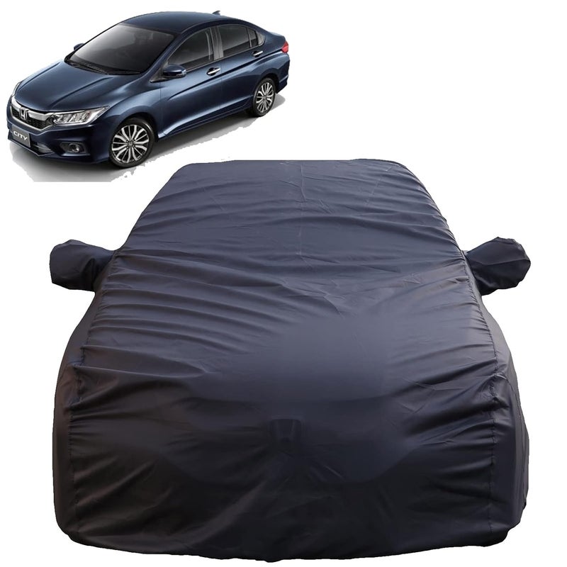Autofact Waterproof Car Body Cover Compatible with Honda City Idtech (2014 to 2019) with Mirror Pockets, 4 x 4 American Matty, Long Lasting Strong Durable Material, Grey Color - Image 1