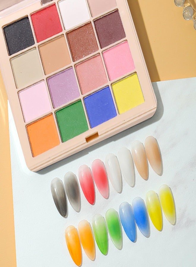Joyeee Nail Pigment Palette - 16 Colors, Solid Powder Pigment for Nail Art, Includes 6 Sponge Sticks - Image 3
