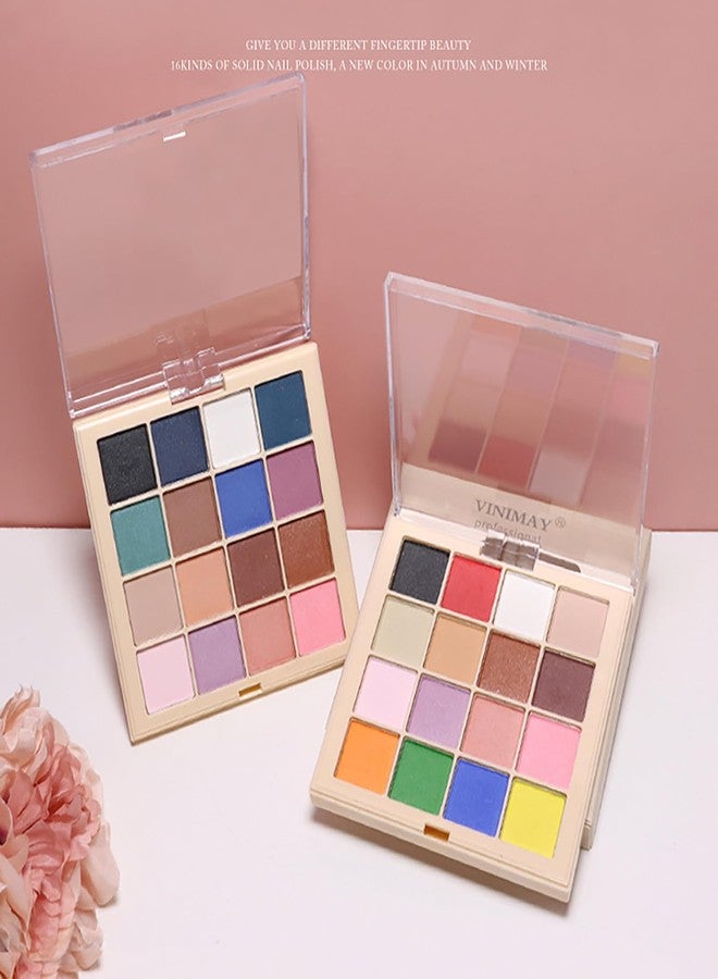 Joyeee Nail Pigment Palette - 16 Colors, Solid Powder Pigment for Nail Art, Includes 6 Sponge Sticks - Image 2