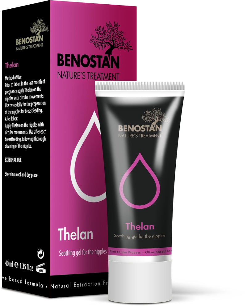 Benostan Thelan Nipple Care Gel 40 ml for Breastfeeding Benostan Thelan – Nipple Care Gel for Breastfeeding | Olive-Based Formula with Lanolin | Prepares - Image 1