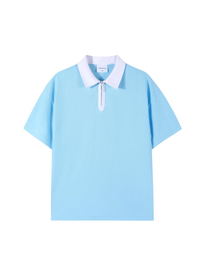 Half Zip Workwear Polo Shirt Short Sleeve Restaurant Coffee Shop Uniform Breathable Summer Casual Top  - Image 2