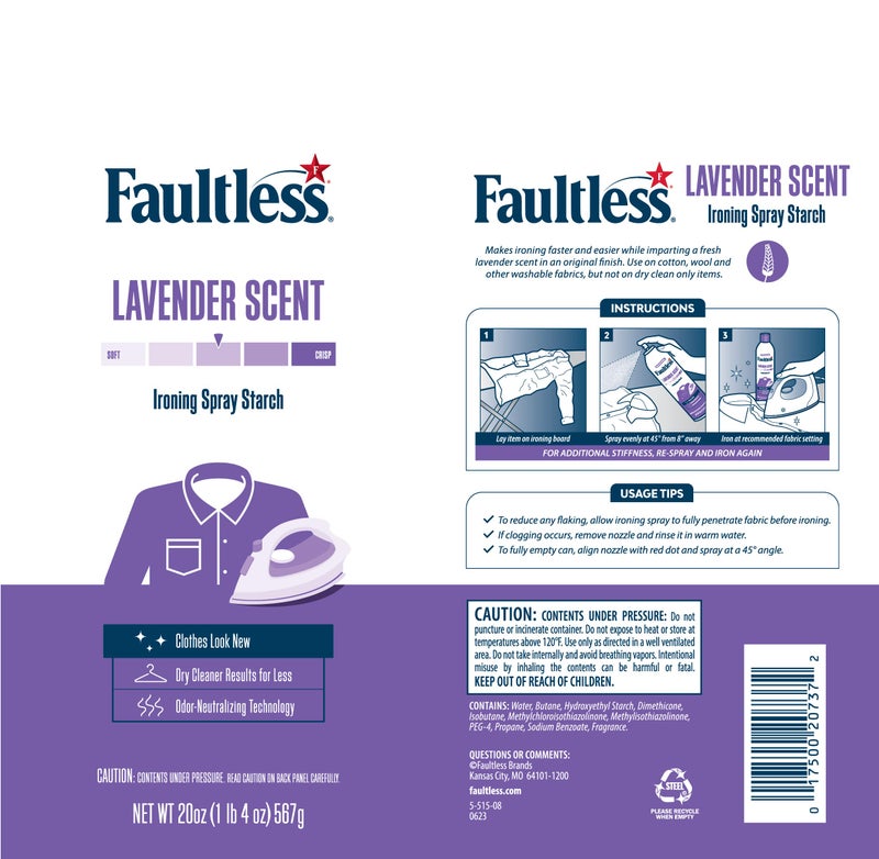 Faultless نشا فولتلس 20 أونصة برائحة اللافندر الطازجة (علبة واحدة) - Image 2