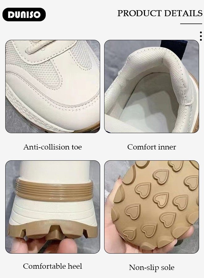 DUNISO Women's Platform Sneakers Low Top Walking Shoes for Lady Comfortable Lace Up Fashion Casual Shoes for Indoor Outdoor Travel Work and Breathable Running Shoes - Image 2
