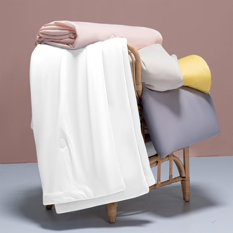 LLanCL Cooling Blankets for Hot Sleepers  Cool Like Ice Cream Lightweight Blanket for Summer with Double Side Cold Cooling Comforter Quilt Fabric for Bed Queen Size 79 x 91 White