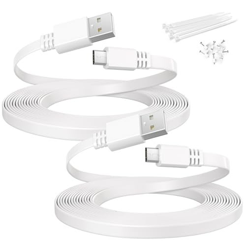 Itramax Micro USB Extension Cable 20FT 2Pack,Flat USB to Micro Long Charging Power Extender Cord Wire Replacement for Security Camera,Blink Mini/XT2/Outdoor 3,Wyze Cam v4/OG,eufy,Ring Spotlight Plus - Image 1